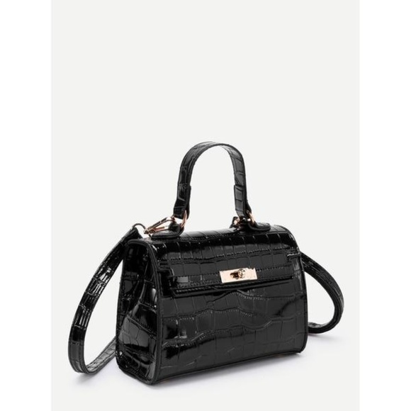 black croc cross body bag